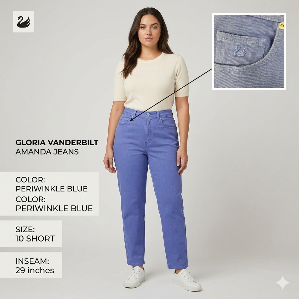 Gloria Vanderbilt Periwinkle Blue High Rise Tapered Amanda Jeans 10 Short